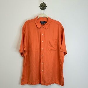 Polo Ralph Lauren Orange Linen Silk Caldwell Button Front Shirt  Men XL Vintage